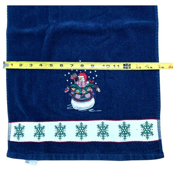 2 VTG Christmas Snowman Hand Towel Embroidered Snowflakes Tree Holiday Decor JCP - Picture 11 of 13